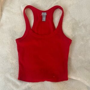 Tilly’s red razorback tank top crop top